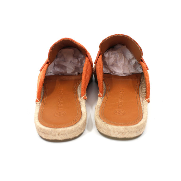 Tory Burch Seaside Sienna Rose Suede Mule Espadrille 7M Gold Medallion Flats NEW - Picture 6 of 9